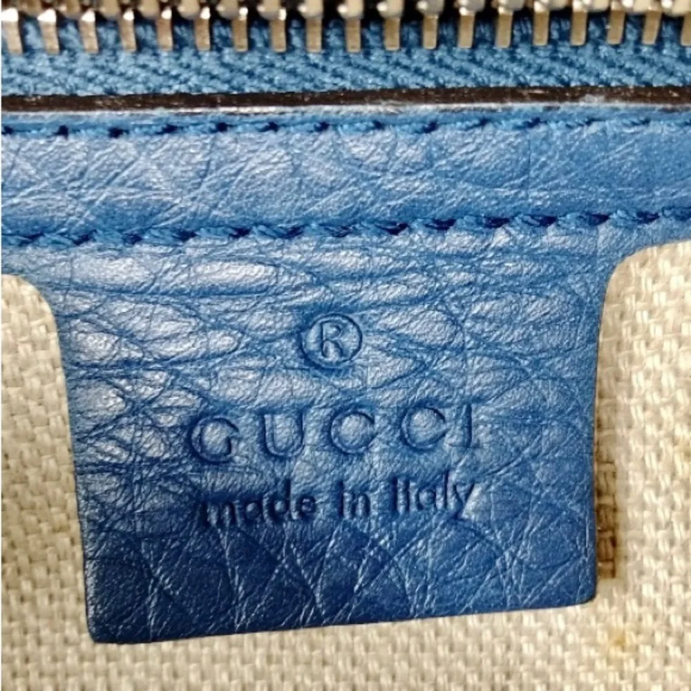 GUCCI Blue Leather Hobo Satchel - Large - Picture 3 of 15